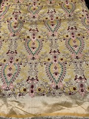 Multicolor Embroidery Dupioni Fabrics 48” Width Sold By The Yard