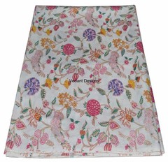 Indian 10Yard New Hand Block Print White Floral Cotton Craft Sewing Dress Fabric