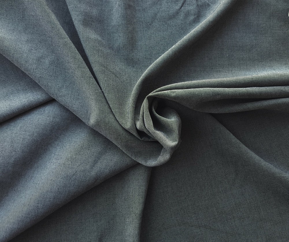 Two Tone Black Gray Cotton Poplin Stretch Woven Fabric by the Yard