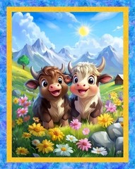 MDG – Highland “Cow” Sunshine Quilting And Crafting Fabric Panel