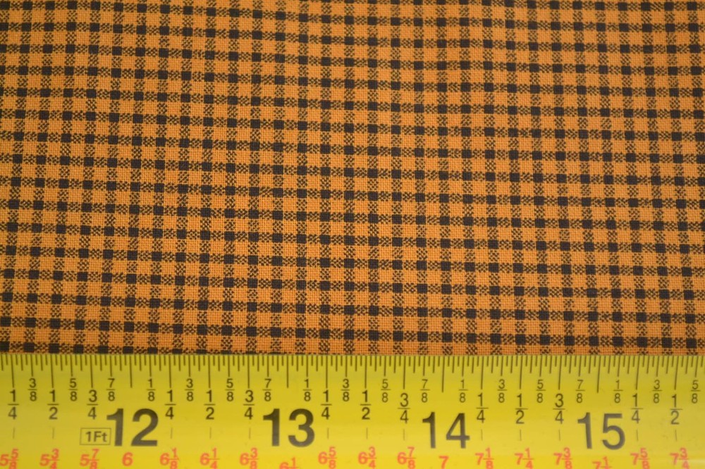 By 1/2 Yd, Gold & Black Checked Quilt Cotton, Marcus, Railroad Ties, Burgos,B640