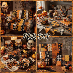 Halloween Fabric Bundle 10×10 Inches Polyester Cotton Quilt Squares 20 Pieces