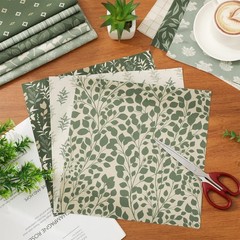 JarThenaAMCS 32Pcs Sage Green Floral Cotton Fabric 10 x 10 Inch,
