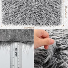 Tatuo 10 x 20 Inch Black Gray Faux Fur Fabric 10 x 20 Inch,