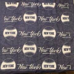 New York Yankees-themed Cotton Fabric Square 21-1/2” Navy & White, Baseball