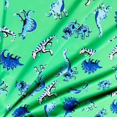 Generic Dinosaurs Green Background Print Nylon Spandex Fabric 4 Way Stretch
