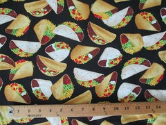 Realistic Taco Tacos Deluxe Snacks Food Cotton Fabric FQ