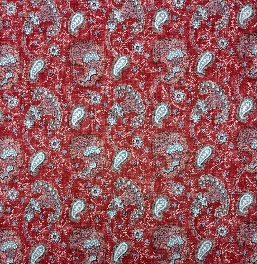 BALLARD DESIGNS LANDSBURY RED PAISLEY FLORAL MULTIUSE FABRIC 1.1 YARD 54″W