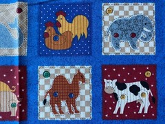 FABRIC TRADITION 1995~Country Stitch~NOAHS ARK~Animal Button~FRAYED QUILT SQUARE