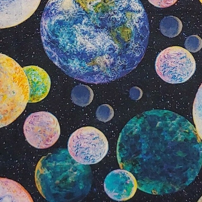 Planets Stars Space Fabric 3 WISHES Quilters Cotton BY THE YARD