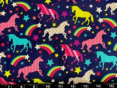 Tina Scrap 9″x21″ Unicorn Rainbow Stars Colorful Girl Horse Small Cotton Fabric