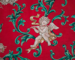 Cherub Angel Fabric – Burgundy & Gold Colored