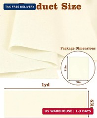 100% Cotton Muslin Fabric by The Yard,63in x 1Yards Unbleached Natural Cotton Ma