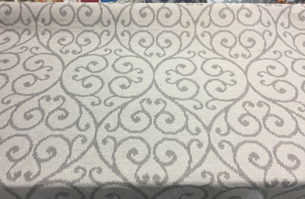 Scroll Linen Cotton Polyester Drapery Upholstery fabric by the yard