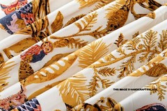 Indian Owl Bird Floral Handmade Cotton Fabric Natural Sanganeri Printed By Yard