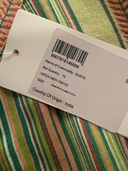 Aurelia Kurta Lime Green Striped Multi Colored Dobby Fabric Small Made In India