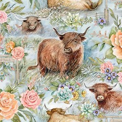 Highland Cow World – 1 yard price! Continuous yards available