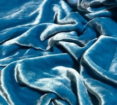 TURQUOISE BLUE Silk Velvet Fabric