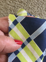 Fabric Lime Green and Navy Blue Color Striped Check Cotton 35″ Wide 20″ Long