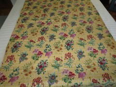 3120. Vtg Faye Liverman Burgos FLORAL BOUQUET CHECK Cotton FABRIC-44″ x 4.5 yds.