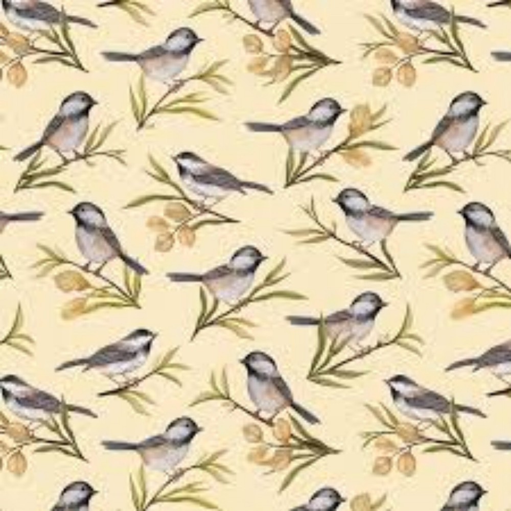 Chickadee Charm Cotton Fabric Wilmington Summer Birds By the Yard
