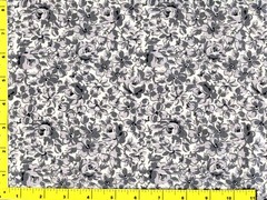 Light & Dark Gray Flowers on White Quilting Fabric by the Yard #940