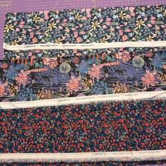 3 Cotton Lawn Half Yard Fabric Liberty of London Floral Print Blue Pink