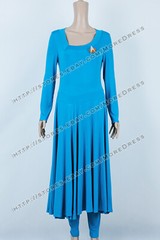 Deanna Troi Costume for Star Trek Commander Cosplay Blue Stretchable Dress