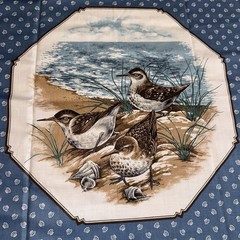 Vintage Shore Birds Fabric Panel 52×17 Seagulls Sandpipers Coastal Craft NOS