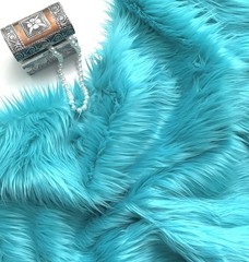 Bianna Turquoise Teal Blue Faux Fur Fabric 60in Wide 30x36in for Crafting