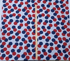 Vintage Retro Mid Century Modern Fabric Red Blue Polka Dot 45” Wide Atomic