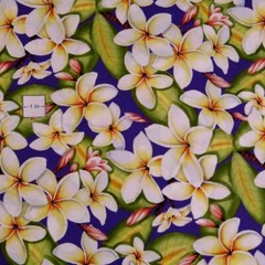Hawaiian Print, Life-Sized Pua Melia (Plumeria Flowers) on Purple, BTHY or BTY