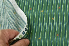 By 1/2 Yd, Tiny Hearts on Green & Blue Striped Cotton/Avlyn/Possibilities,P8203