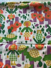 FABRIC / yardage polyester, synthetic, cotton? 2 pieces colorful