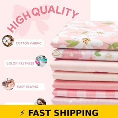 Aubliss 8pcs Cotton Fat Quarter Fabric Bundles – Sweet Pink