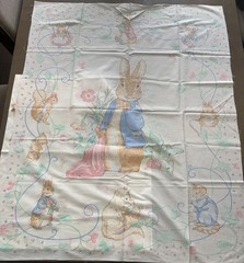 Vintage Peter Rabbit Fabric Panel Set 2 Pieces Alphabet Crib Quilt Cotton Craft