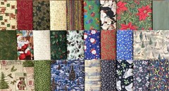 CHRISTMAS Metallics Fat /Long Quarter 1/2 Yard Quilt Cotton Fabric Bundle Lot