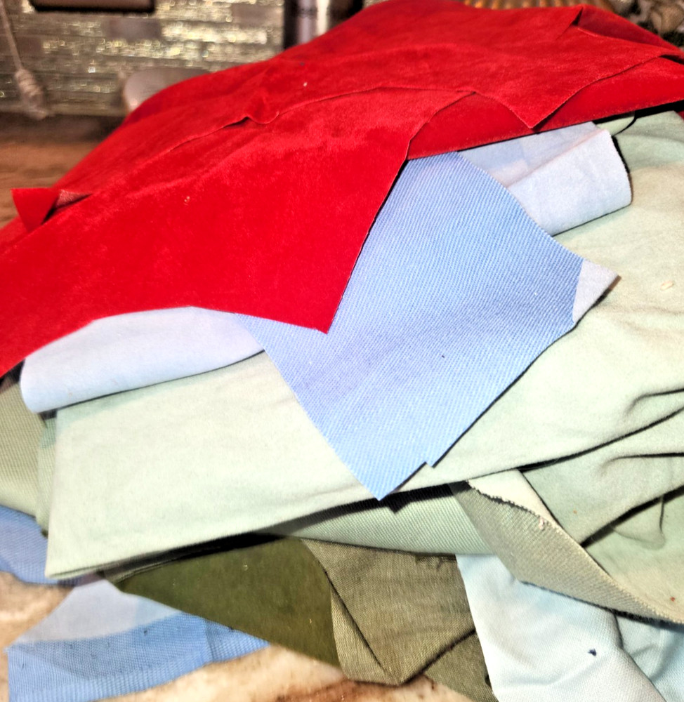 Ultrasuede® Fabric Scrap Lot – 2lbs++ Greens, Light Blues, etc. Mixed Sizes