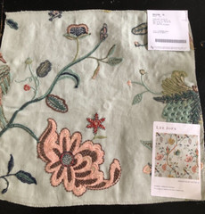 OSCAR DE LA RENTA Margot in Sky 17 x 17 1/2″ Embroidered Floral Fabric Sample