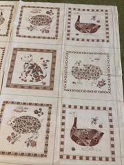 Veg Joan Kessler Concord Fabrics Cotton Panel Cream Floral Animals 44”x 64”