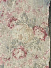 VTG SHABBY FADED PINK ROSE FLORAL COTTON FABRIC 35×171 45Y G2U