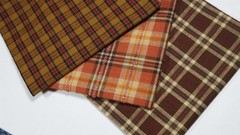 Primitive Red Blue Green Brown Tan Homespun Plaid Quilt Vintage Fabric Scrap Lot