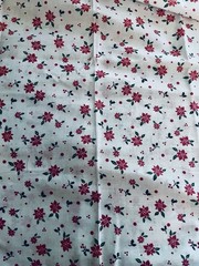 VTG Christmas Holiday Fabric Holly Poinsettia & Red Dots On White BTFQ