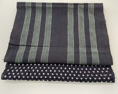 Vintage Japanese Kasuri Fabric Lot Yukinko Snow Indigo Green Striped Boro Craft