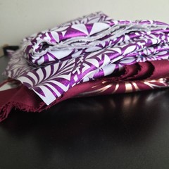Hawaiian Polynesian Fabric Geometric Floral Silver Shattered Holo Approx 8.5 Yar