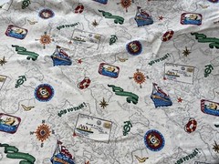 BLOOMCRAFT FABRIC~Bon Voyage~CRUISE SHIP~World Map~FRENCH LINE~New York~45×167~
