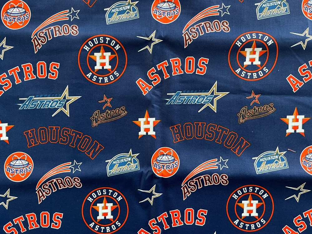 Houston Astros MLB 100% Cotton Fabric Material by the 1/2 yard (18″ x 43″)