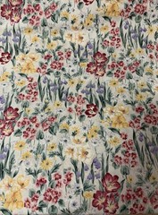 Vtg Floral Fabric By Fashion Ave For Fabri-Quilt Maroon Yellow Green Cream BTHY