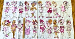 BATHETTES 2008 Loralie Harris Fabric 24×44 Pink Bathing Beauty Pin Up Girls