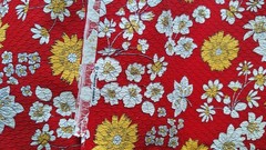 Vintage Crantex Fabrics Bold Floral Textured Red White Yellow Floral 2.5yd x 45″